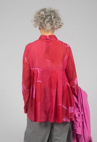 Pleated Back Cotton Shirt in Rose Print - 3600404
