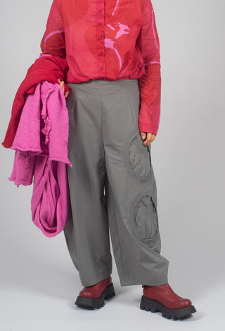 Balloon Leg Trousers with Circular Pocket Detail in Dark Grey - 3630109