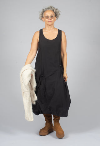 Sleeveless Dress with Drawstring Pockets in Turf Paper - 1550905