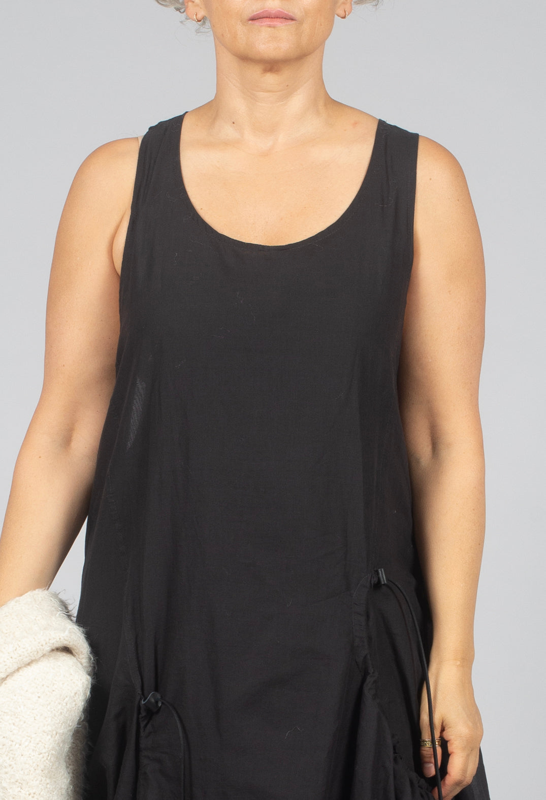 Sleeveless Dress with Drawstring Pockets in Turf Paper - 1550905