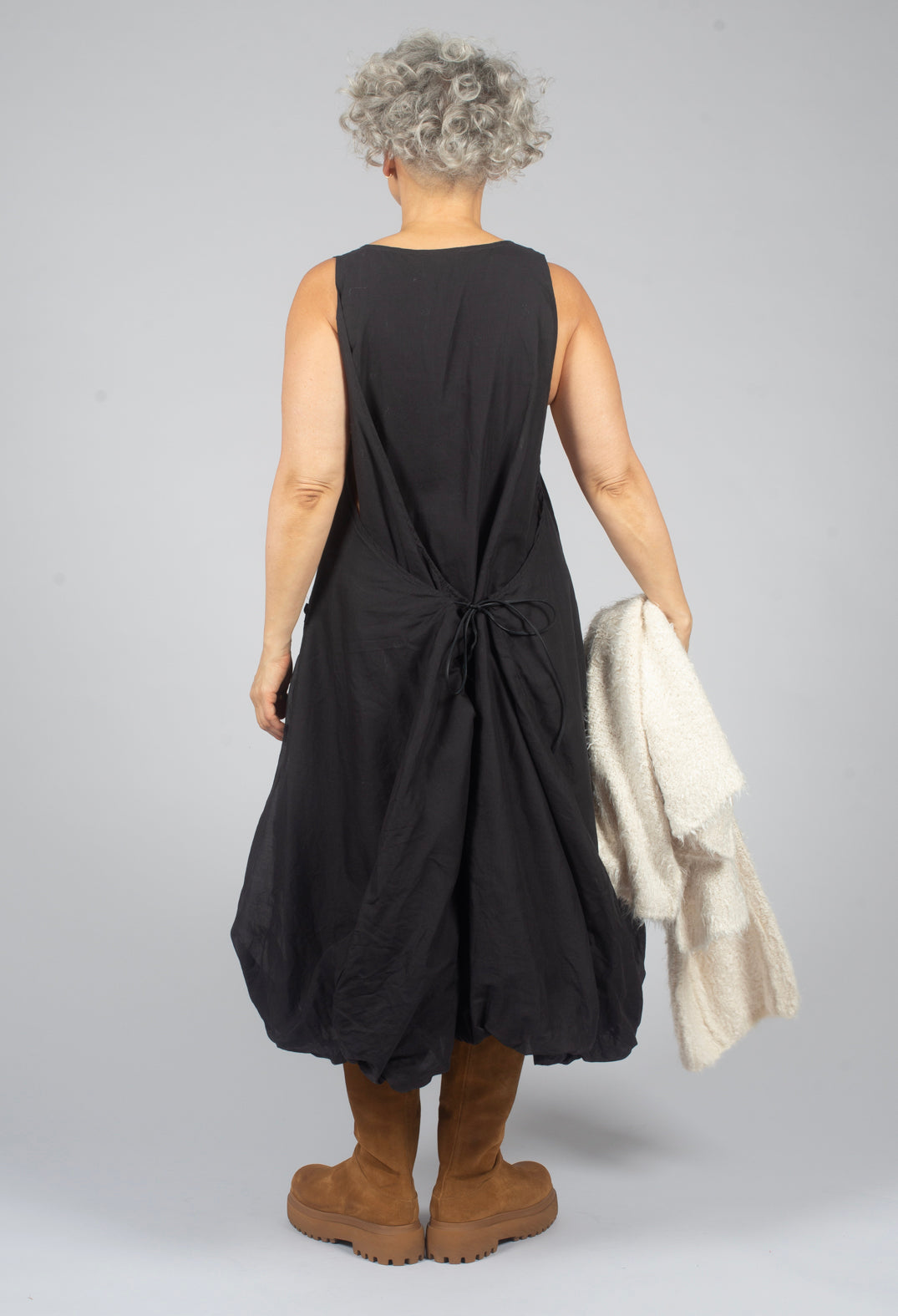 Sleeveless Dress with Drawstring Pockets in Turf Paper - 1550905