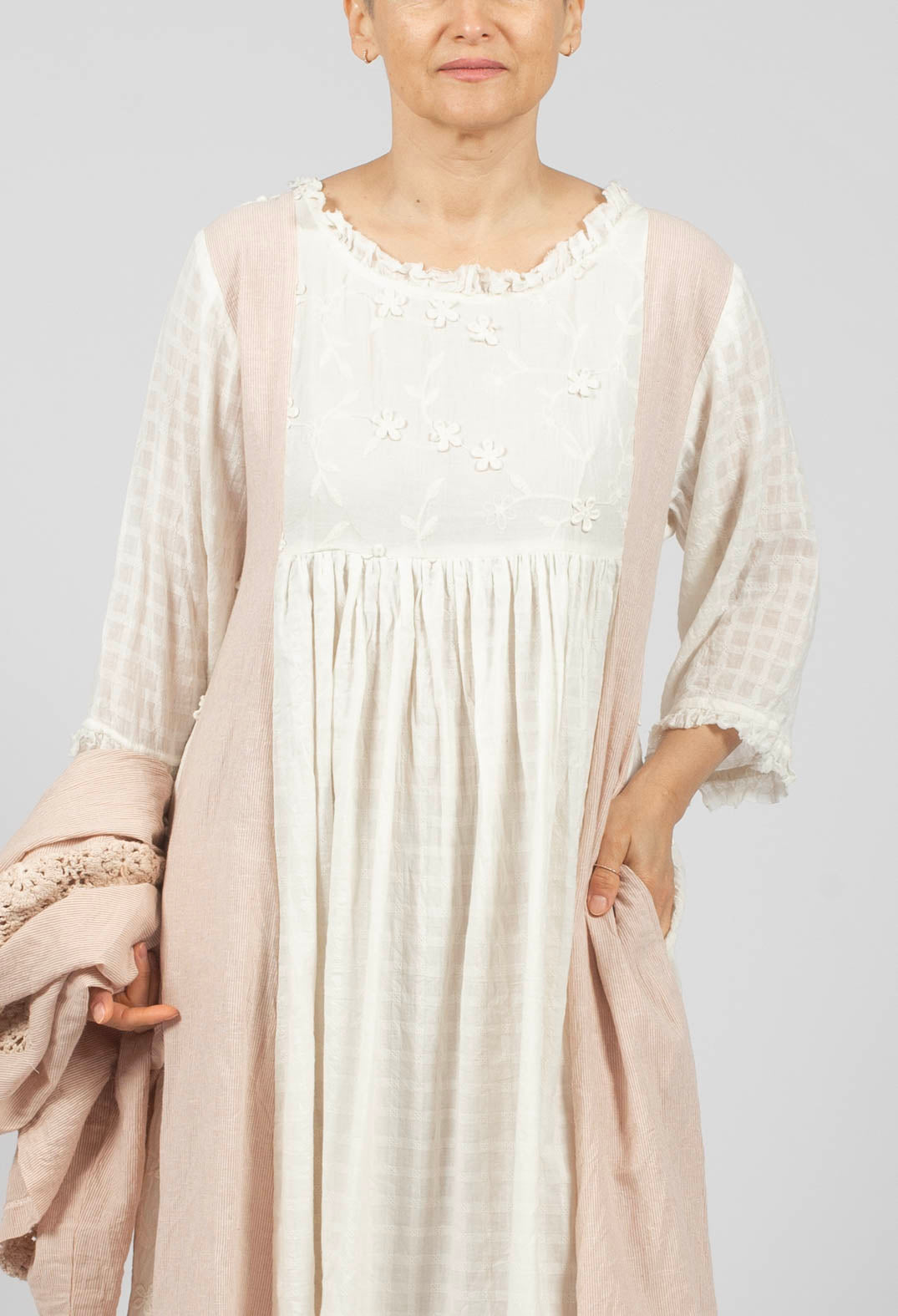 Maina Dress in Broderie Ecru