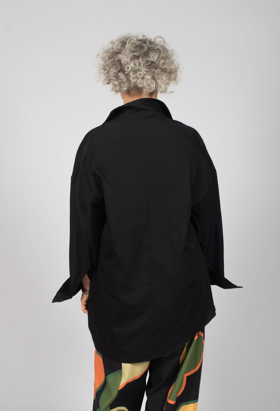 Side Ruffle Shirt in Black