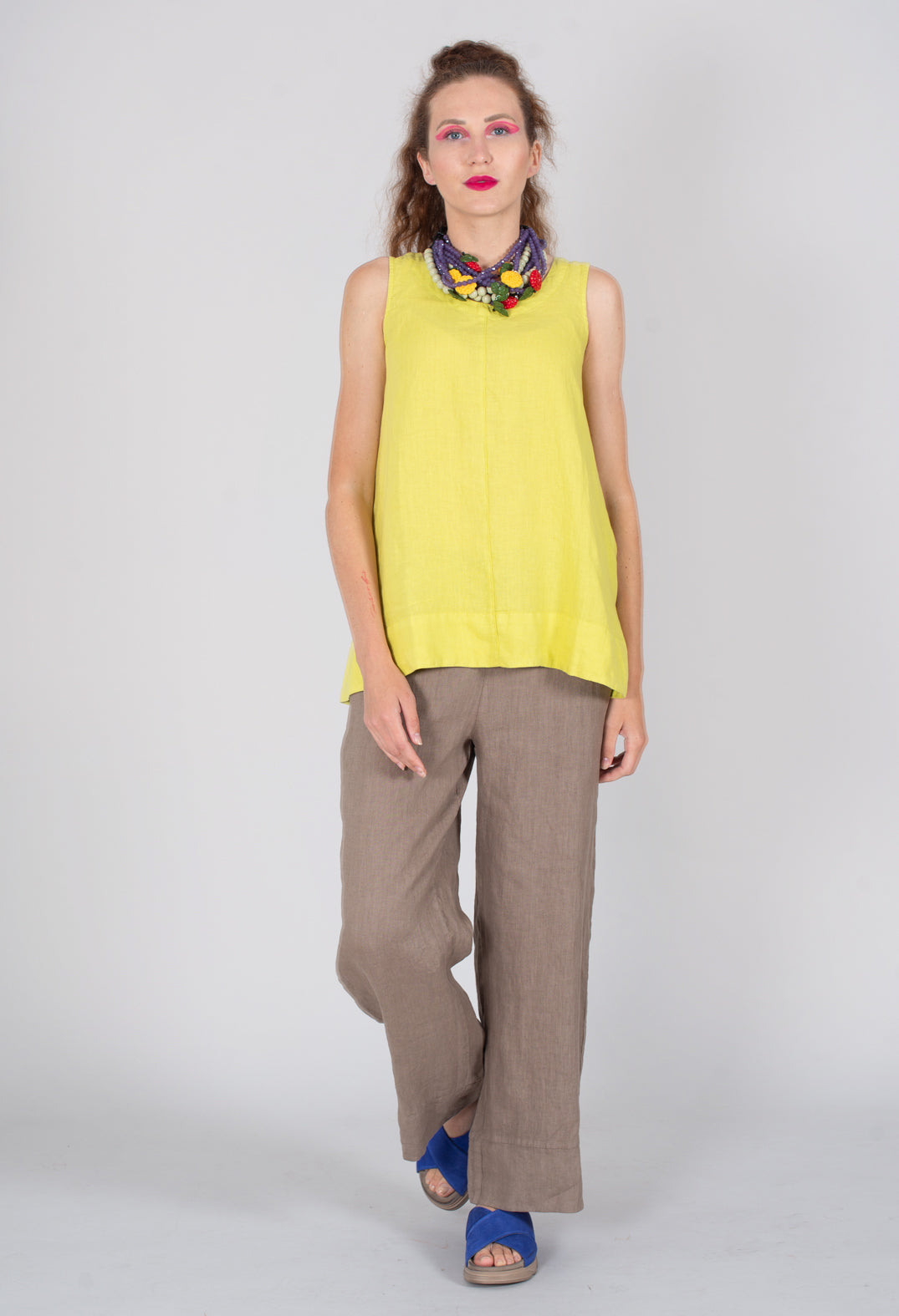 Boot Leg Linen Trousers in Fango