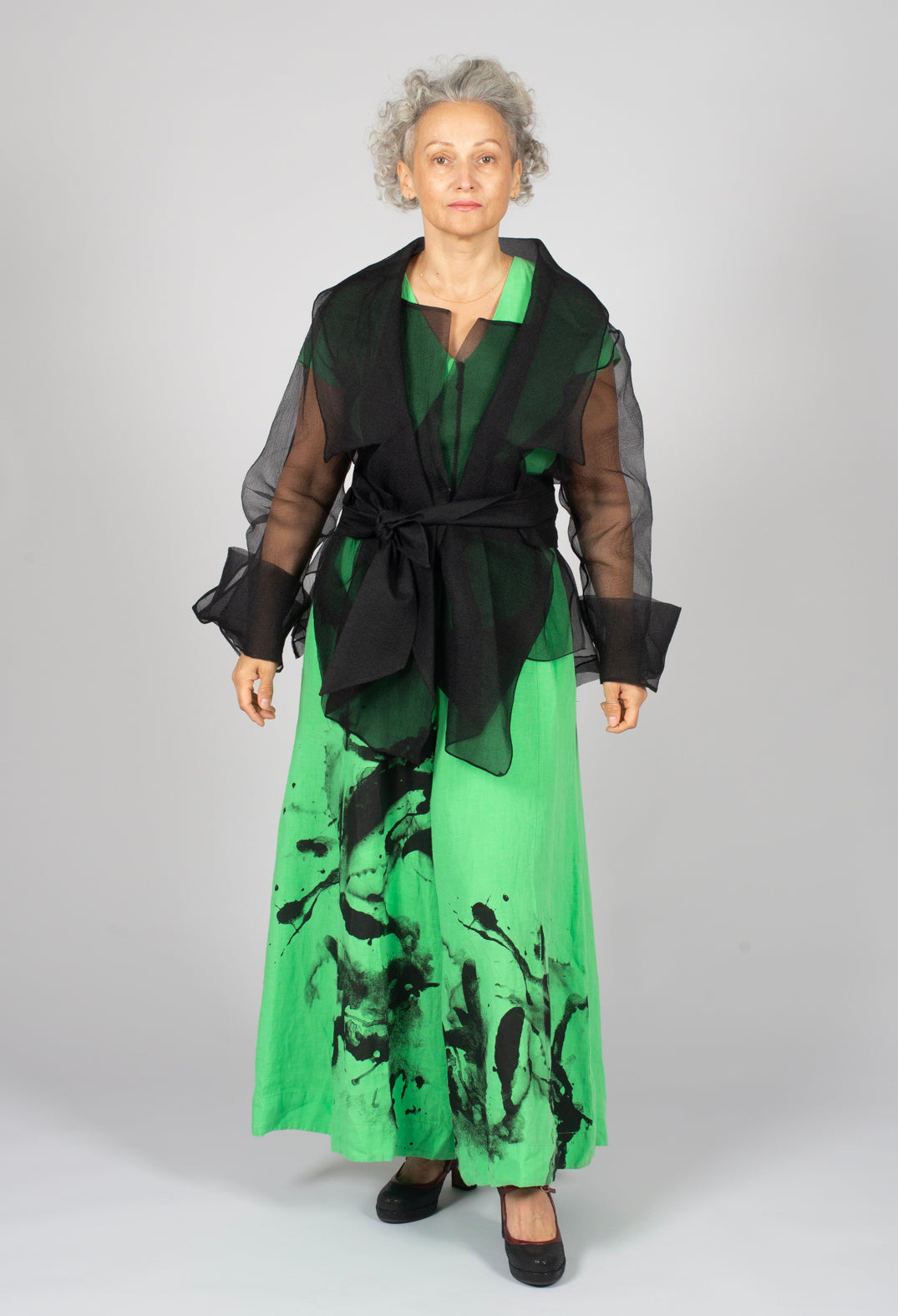 Tulle Open Jacket in Black