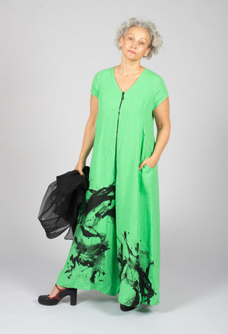 Front Zipper Jumpsuit in Green Black