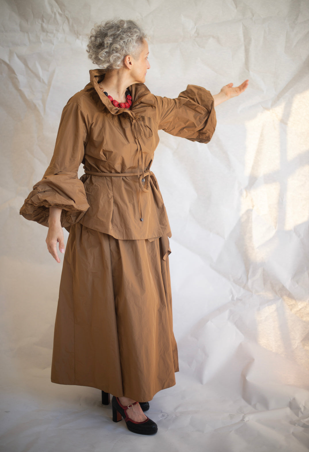 Tie Hem Skirt in Brown