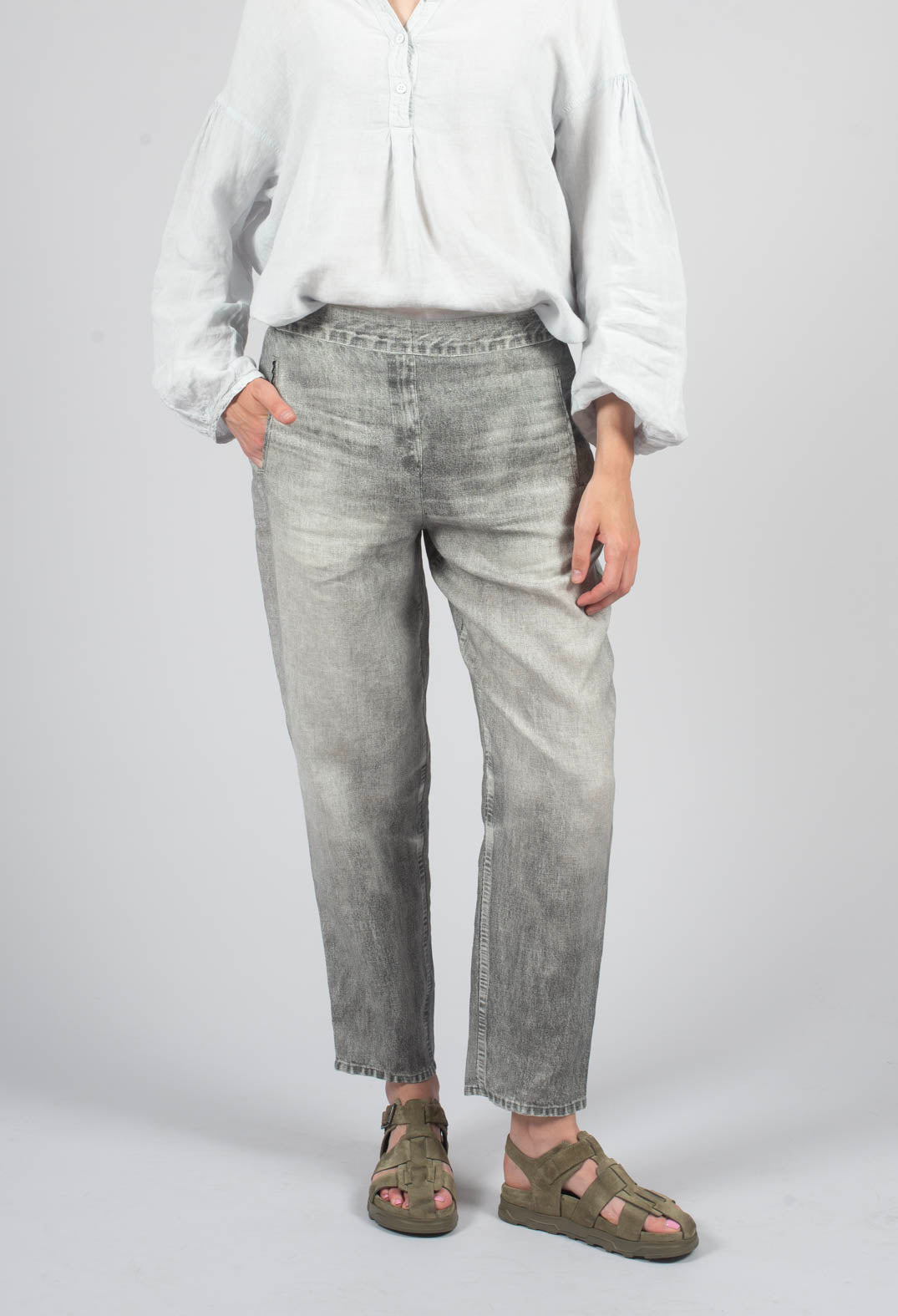 Long Geishan Pants in Grey Denim