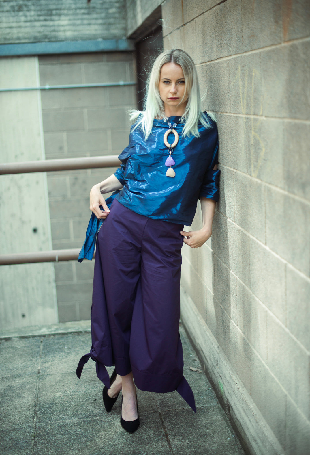 Tie Bottom Trouser in Mauve