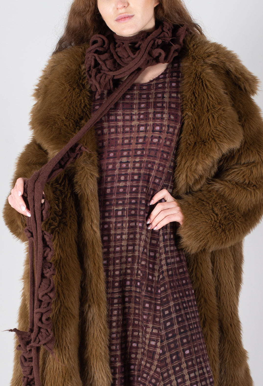 Oversized Faux Fur Coat in Bronze