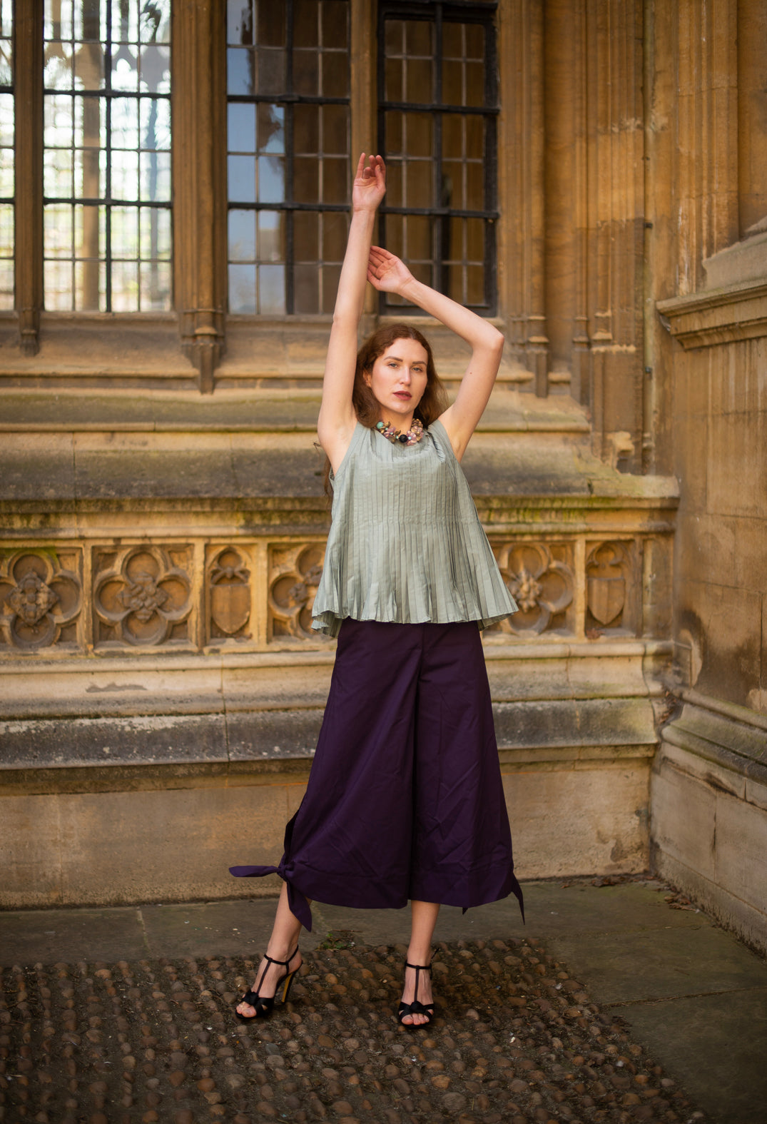 Tie Bottom Trouser in Mauve