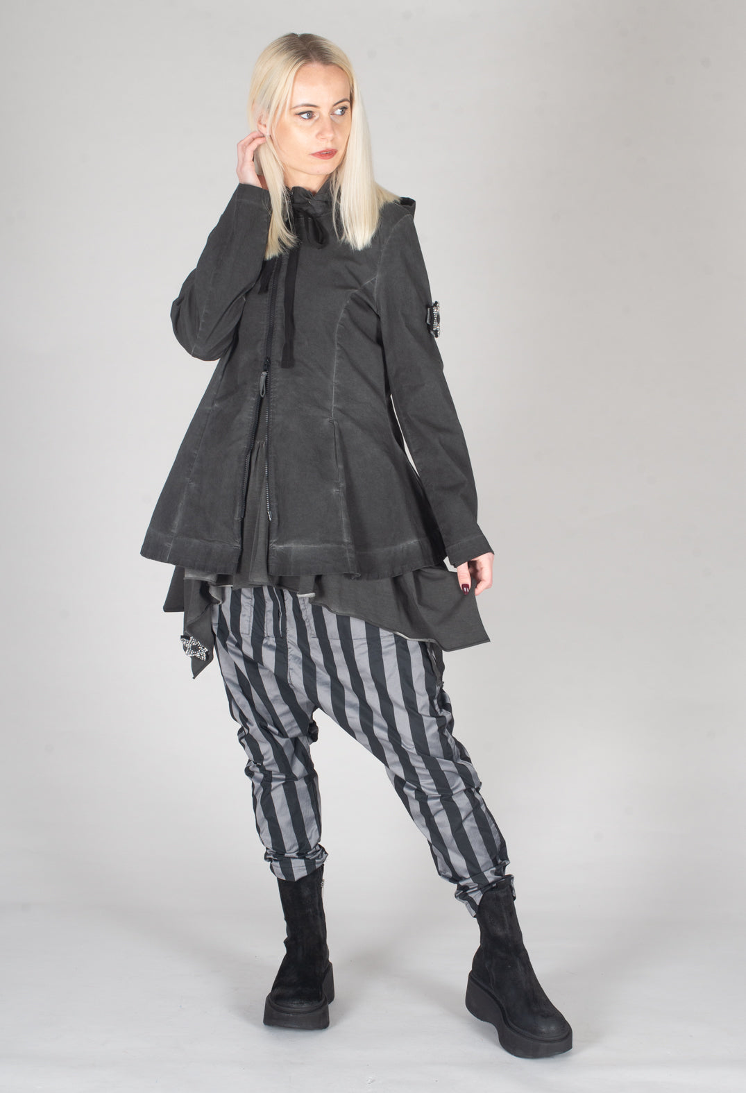 T Pant Drop Crotch Trousers in Stripe