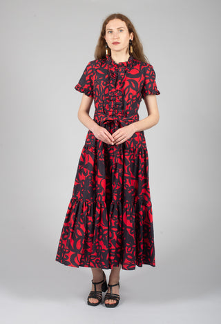 Tiered Dress in Gojiberry and Polinig