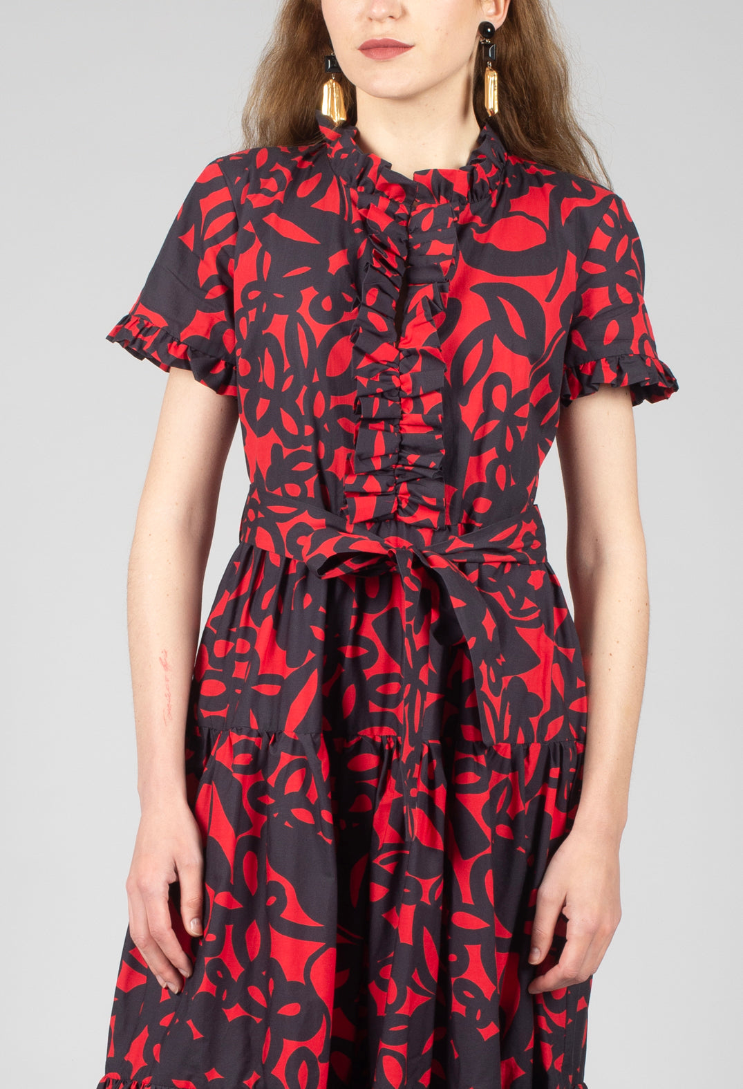 Tiered Dress in Gojiberry and Polinig