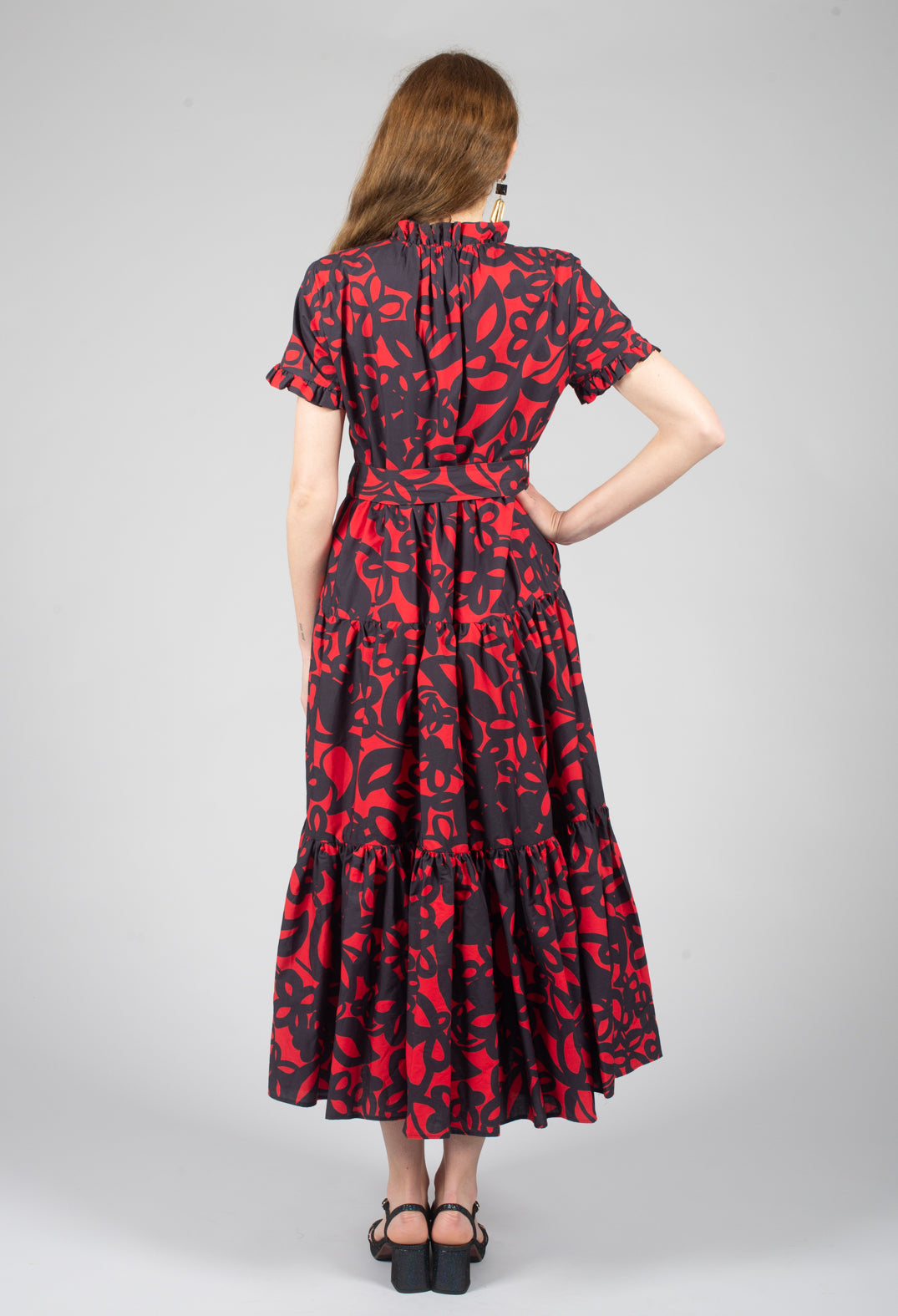 Tiered Dress in Gojiberry and Polinig