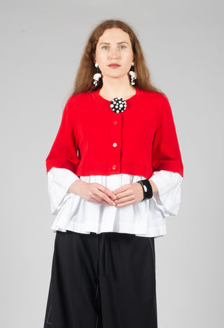 Faux Double Layer Cardigan in Gojiberry and Off White