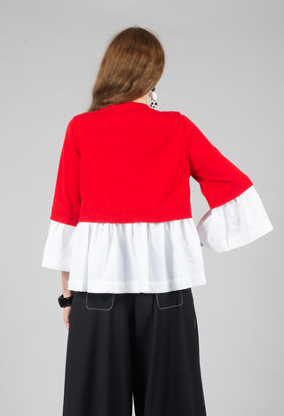Faux Double Layer Cardigan in Gojiberry and Off White