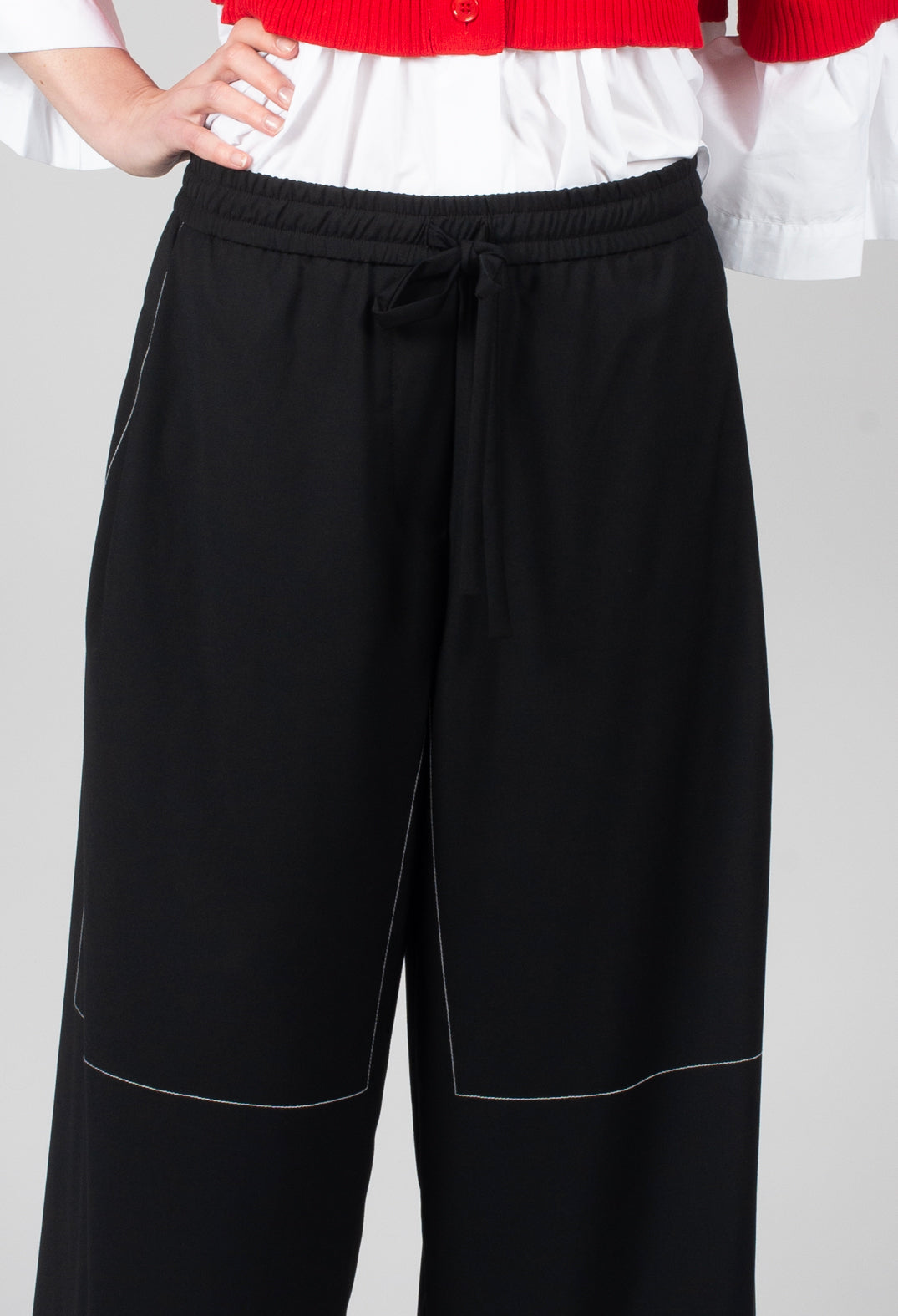 Tie Waist Pants in Nero and Off White