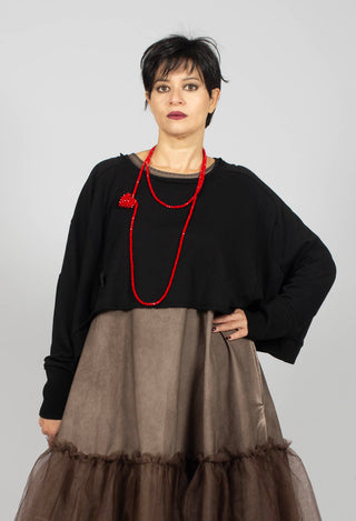 Wide Short Sweater in Black