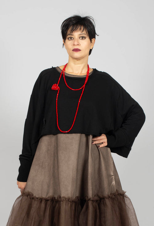 Wide Short Sweater in Black
