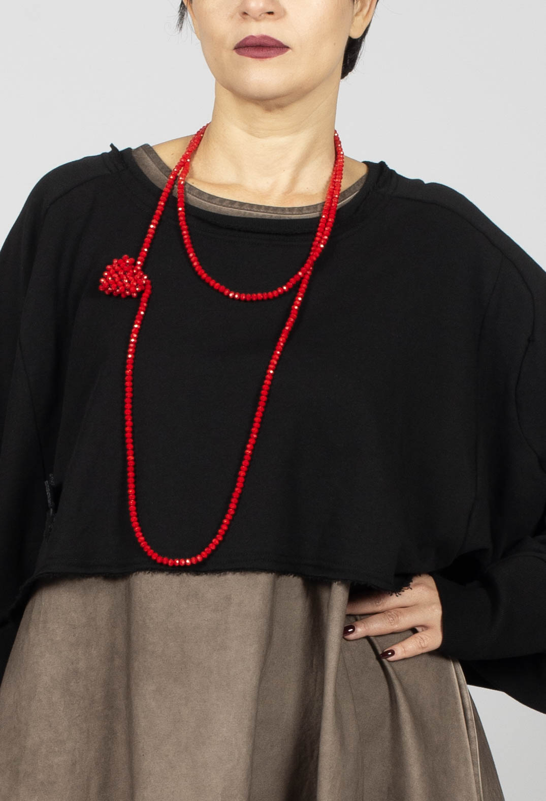 Wide Short Sweater in Black