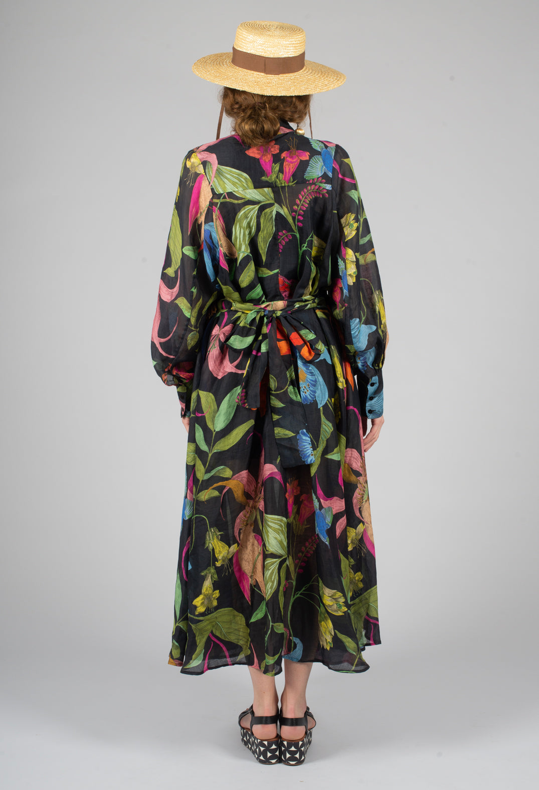 Artemisia Dress in Nero Floreale