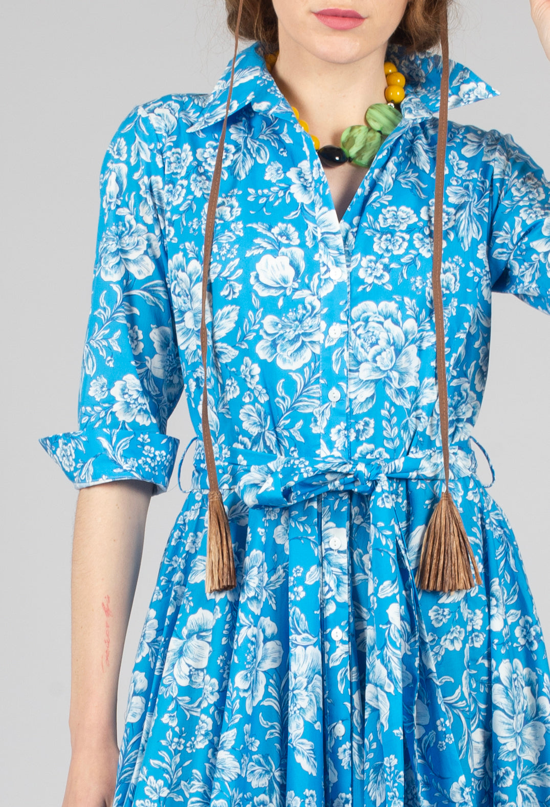 Ninni Dress in Turchese-Panna