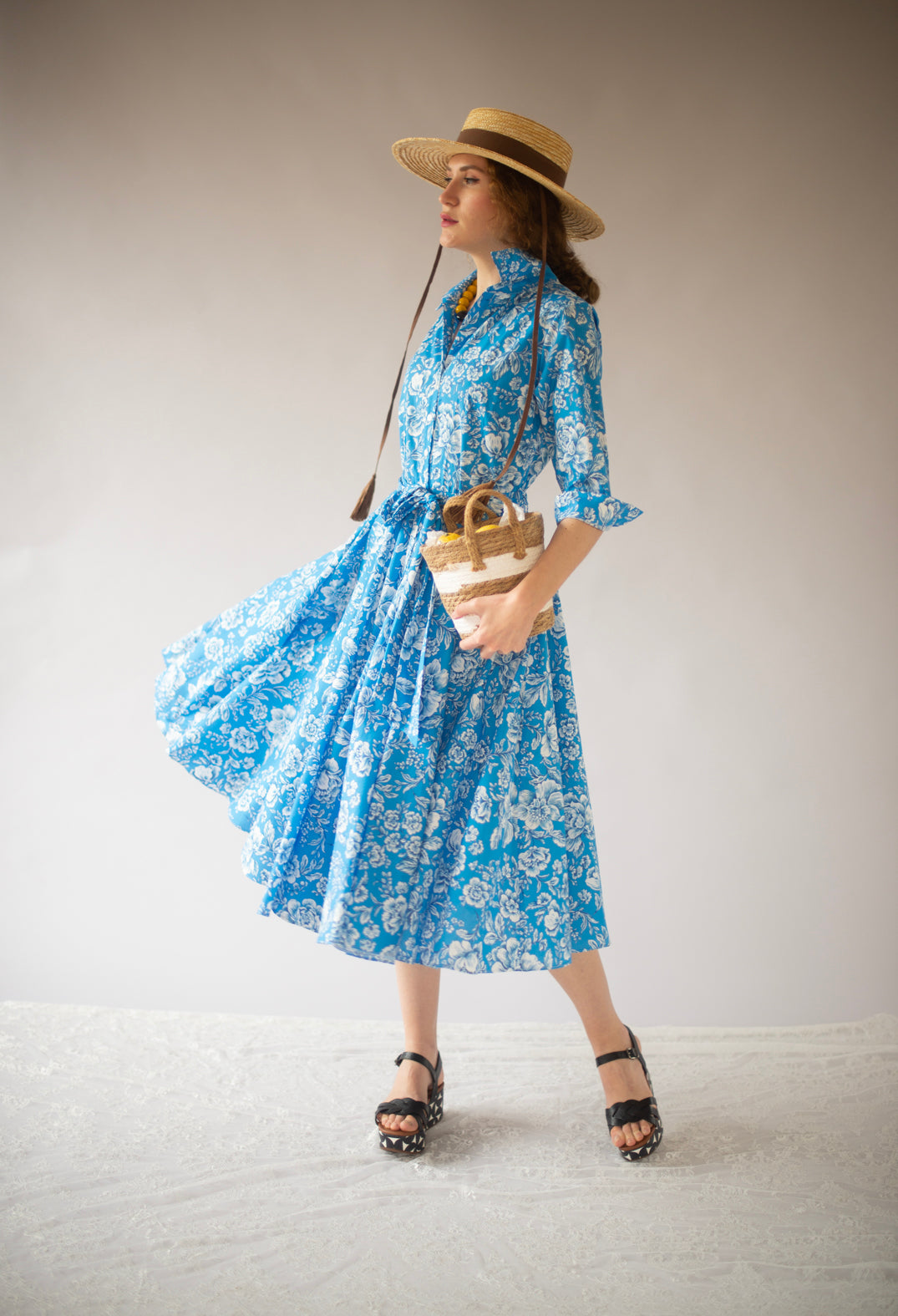 Ninni Dress in Turchese-Panna