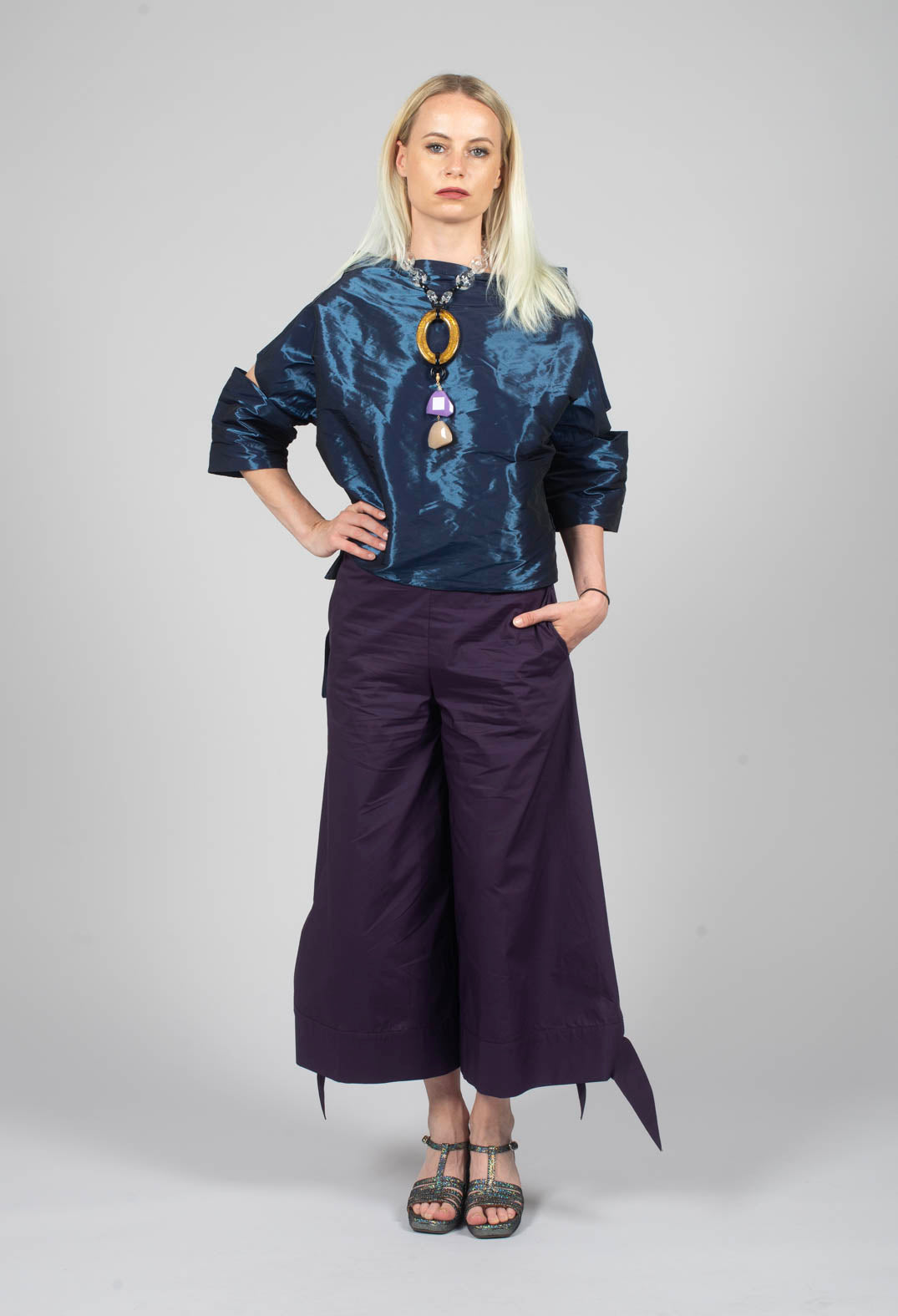 Tie Bottom Trouser in Mauve