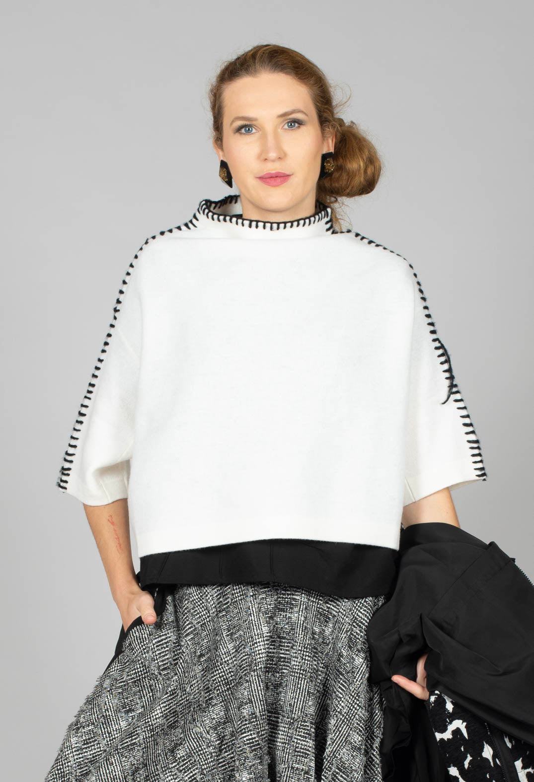 Stitch Detail Jumper in White