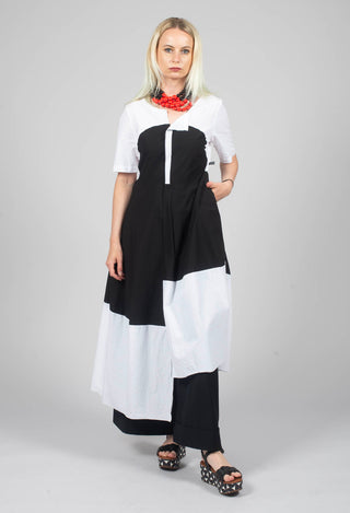 Riko Dress in White with Black