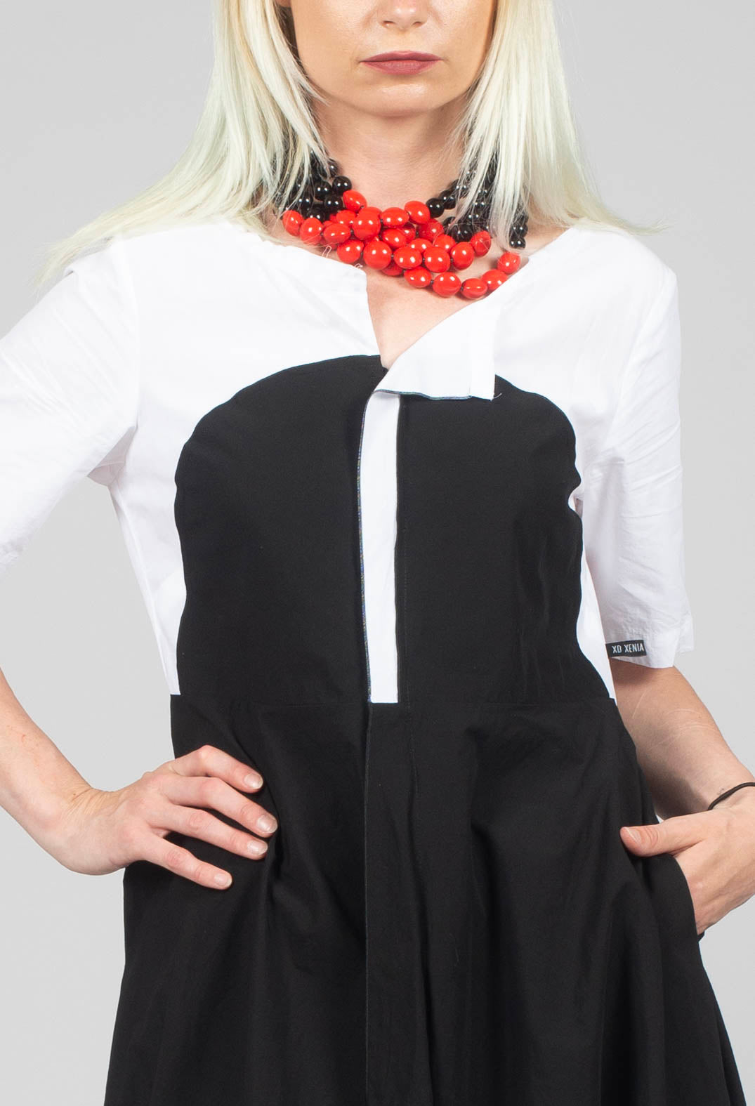 Riko Dress in White with Black