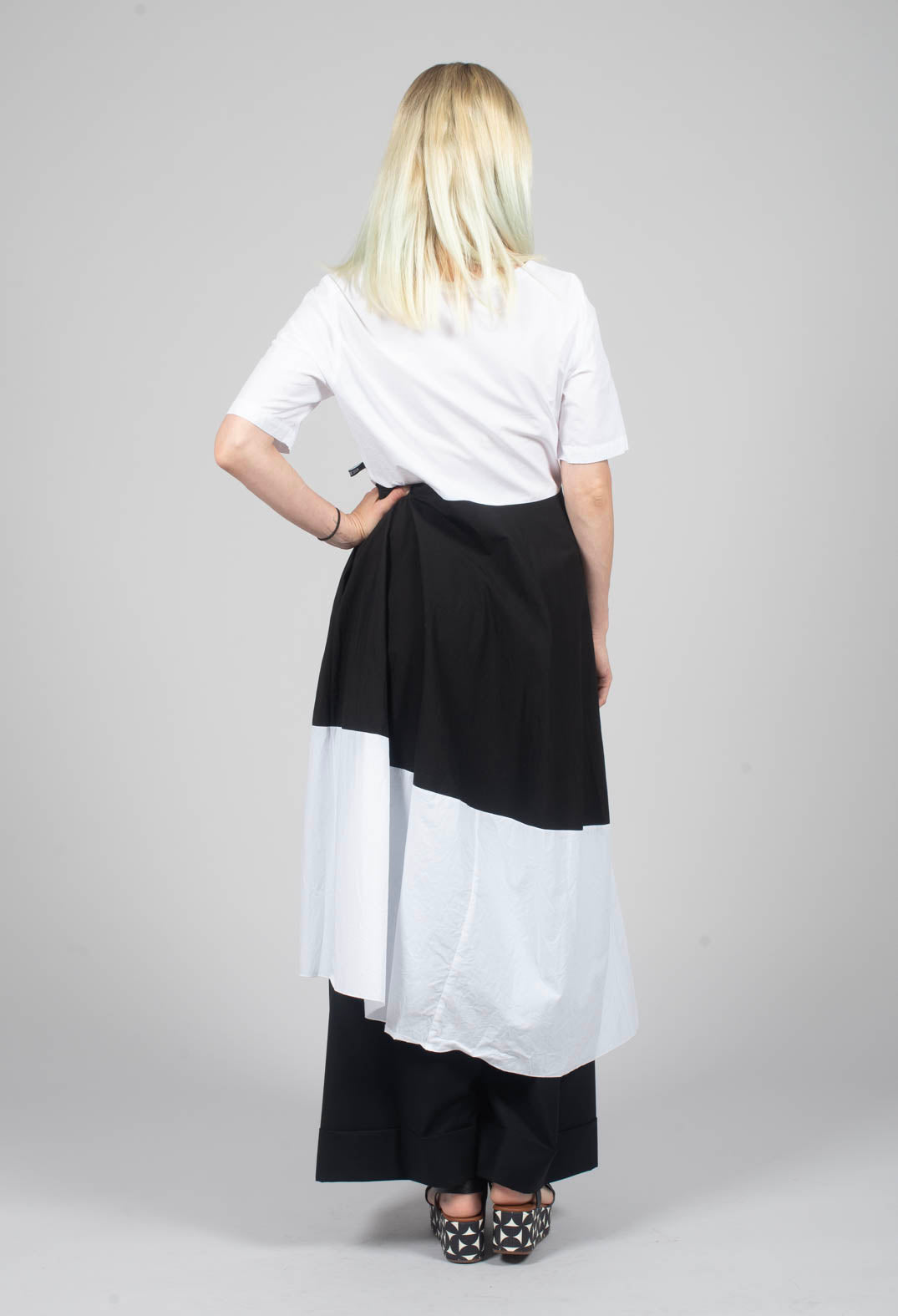 Riko Dress in White with Black