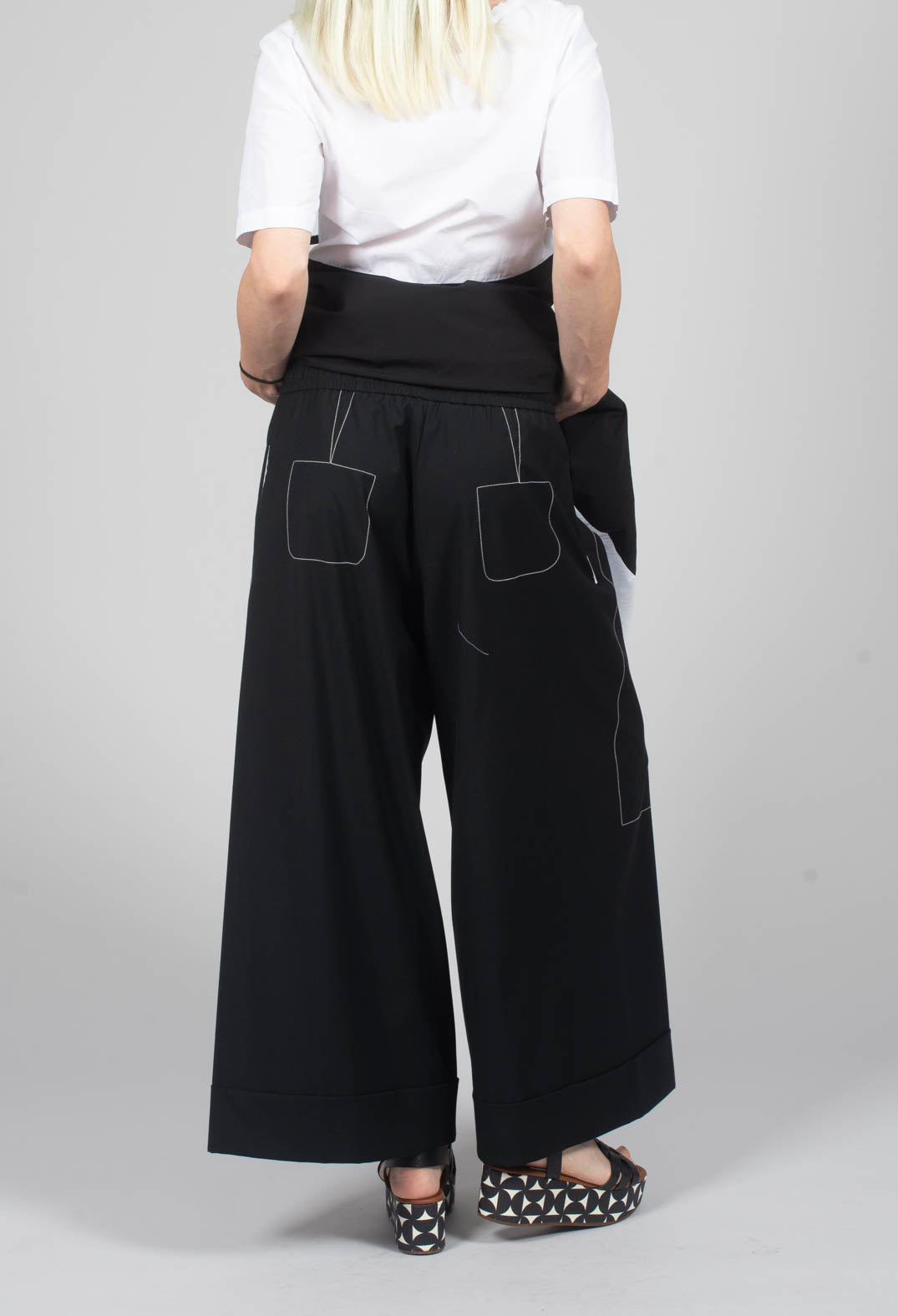Tie Waist Pants in Nero and Off White