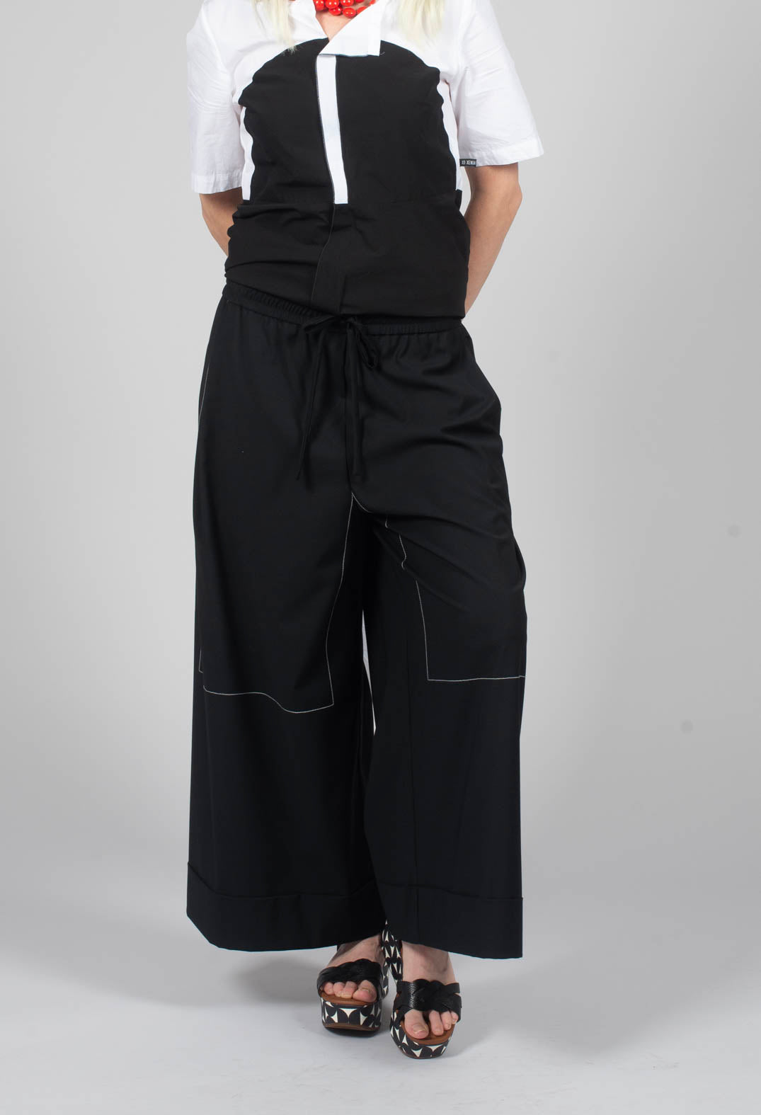 Tie Waist Pants in Nero and Off White