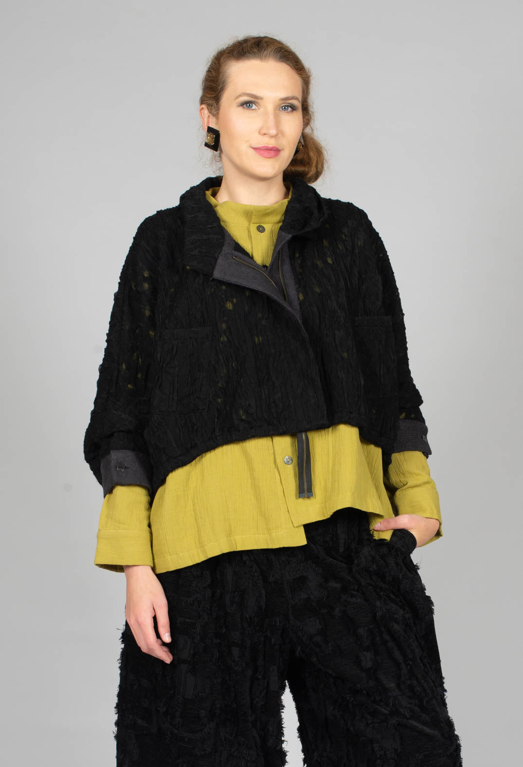 Stand Up Collar Jacket in Black