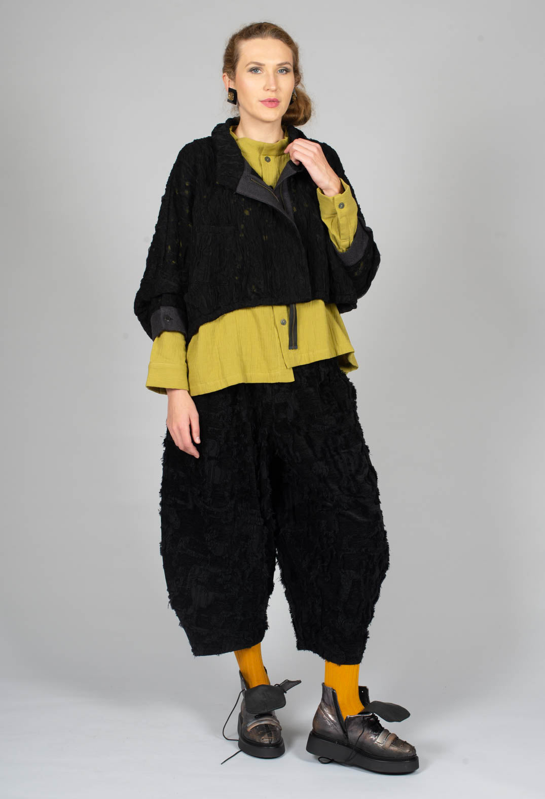 Collarless Shirt in Green