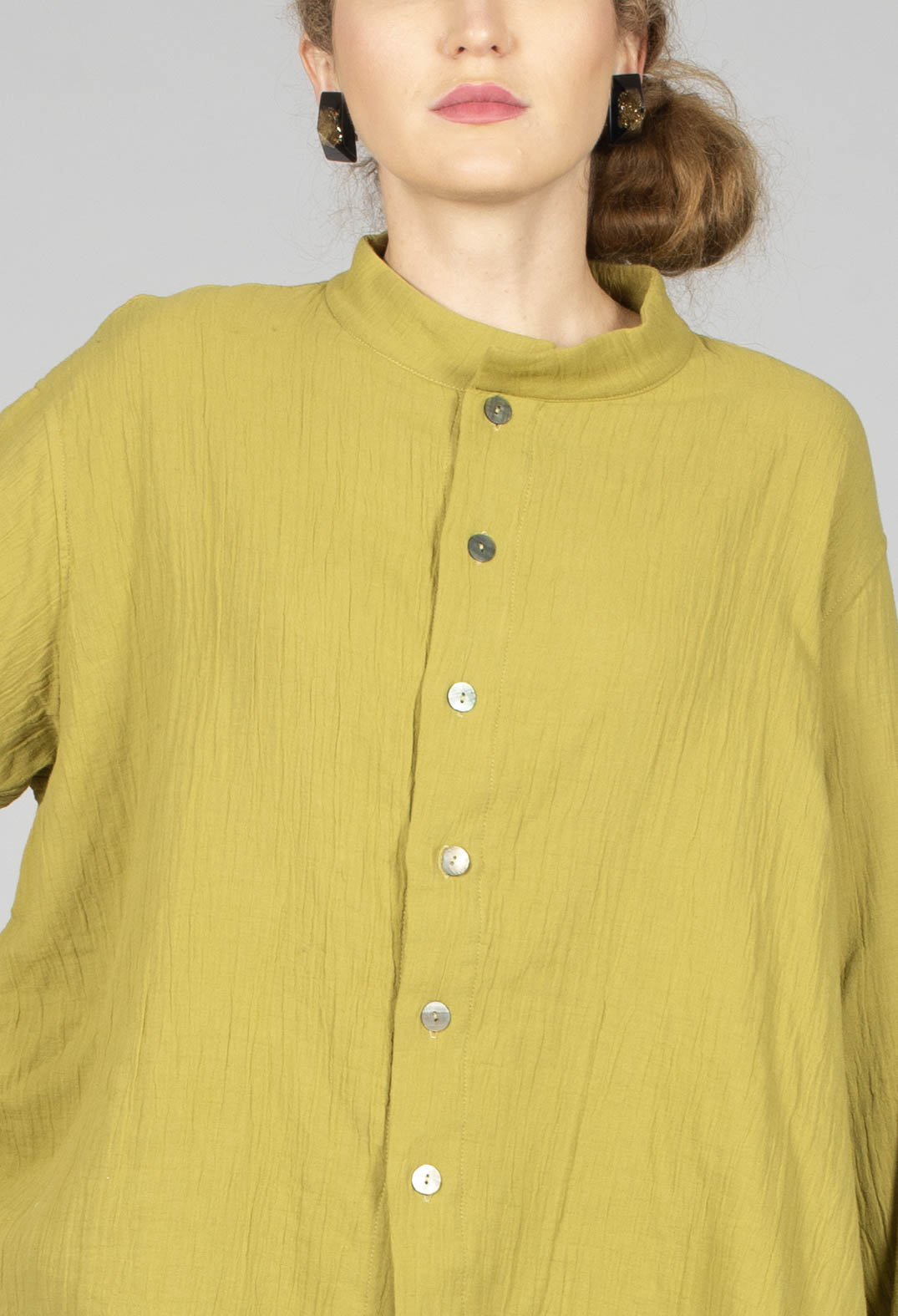 Collarless Shirt in Green