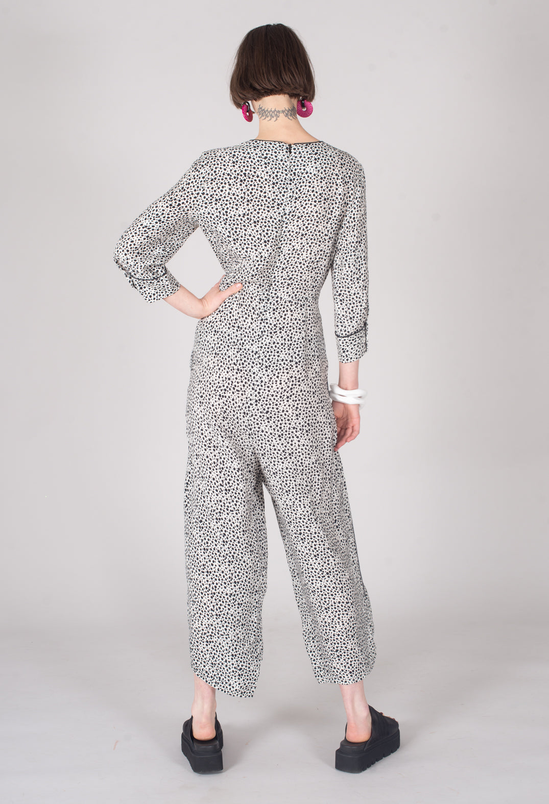 Dalmatian Print Jumpsuit in Black / White