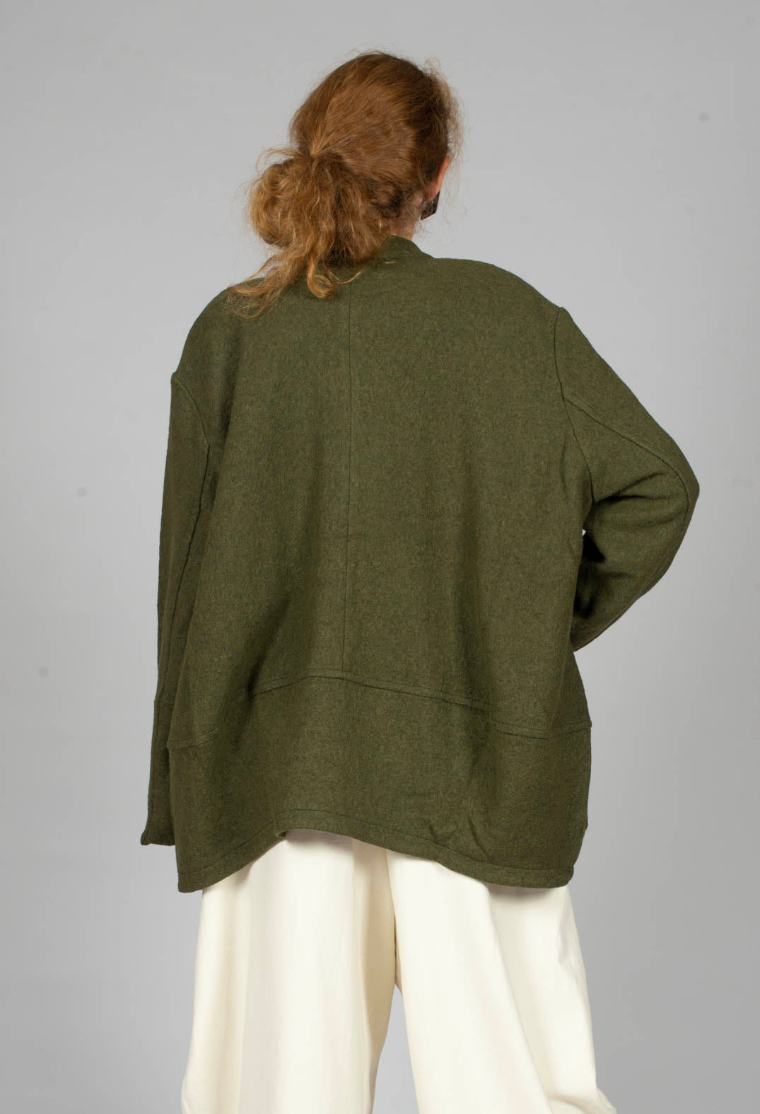 Relaxed Collarless Jacket in Green