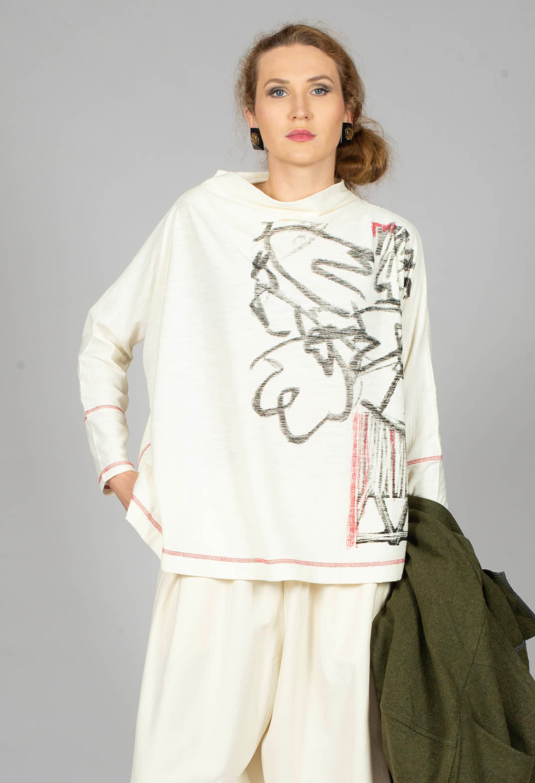 Cowl Neck Top in White