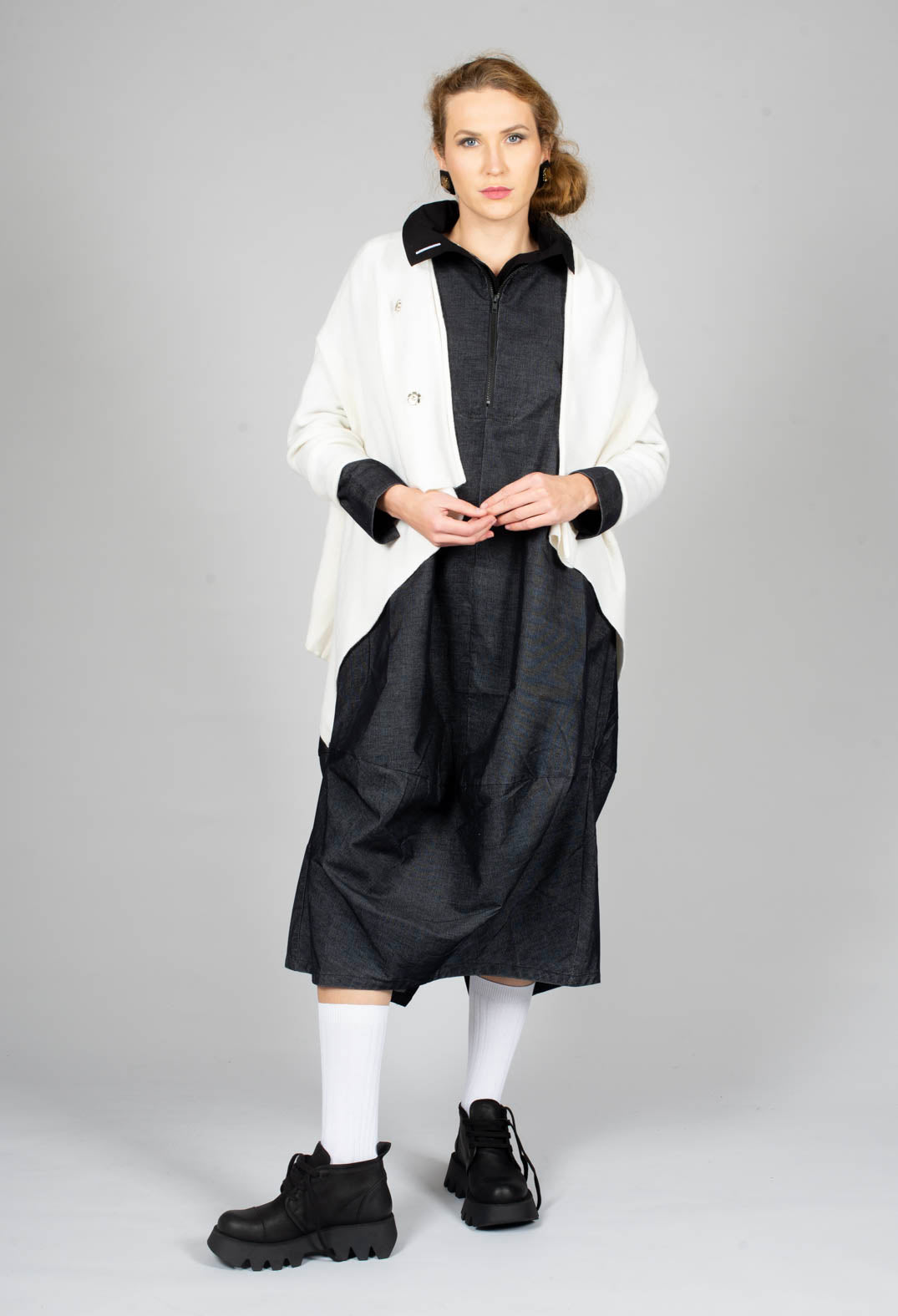 Quarter Zip Dress in Blue