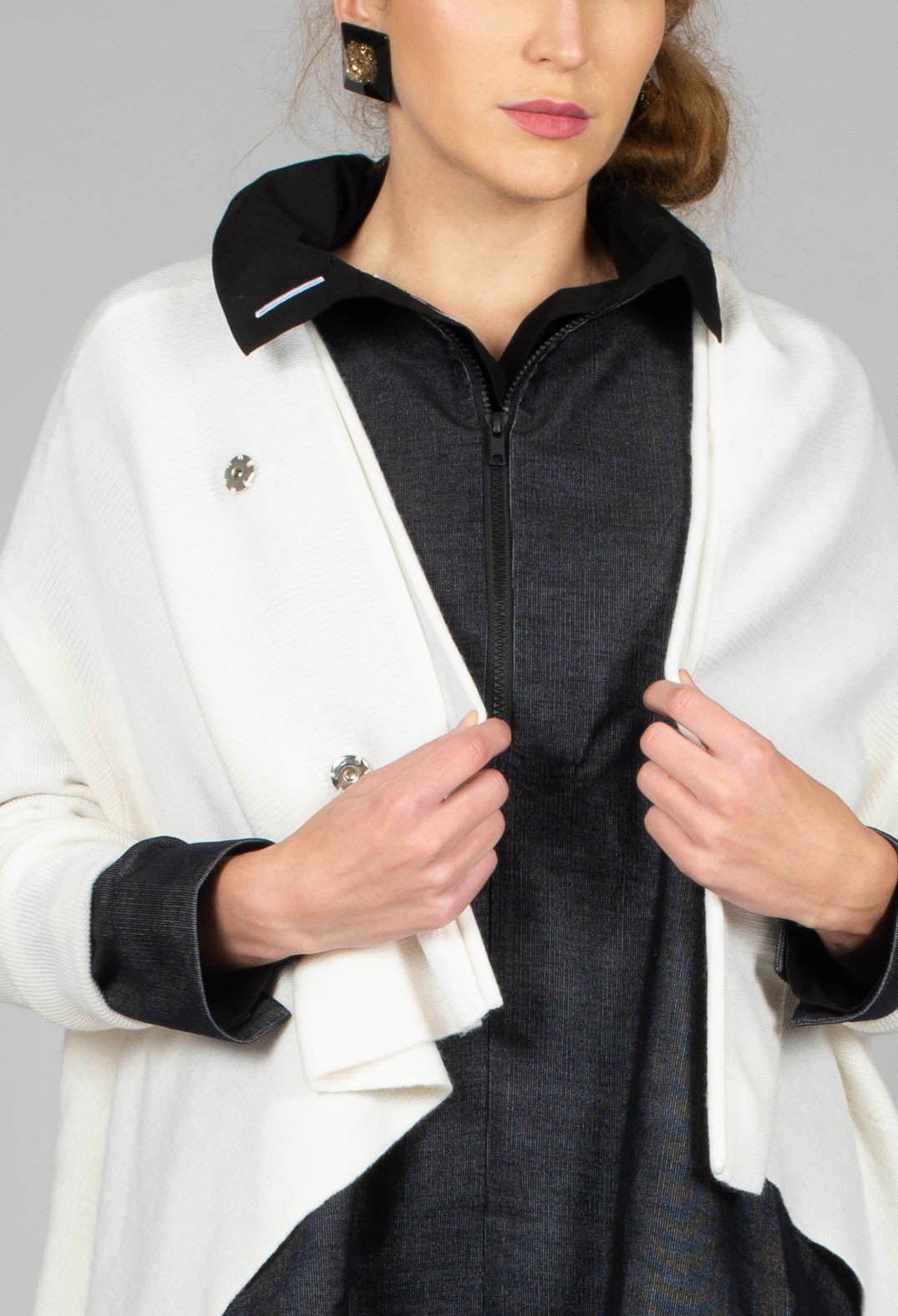 Drop Shoulder Cardigan in White