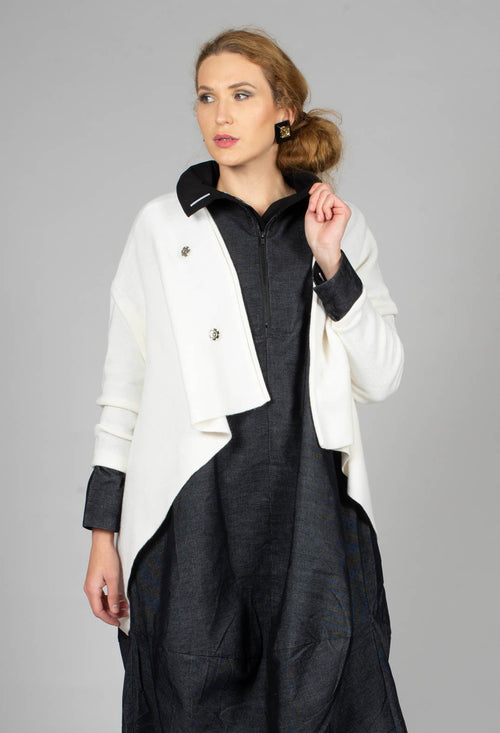 Drop Shoulder Cardigan in White