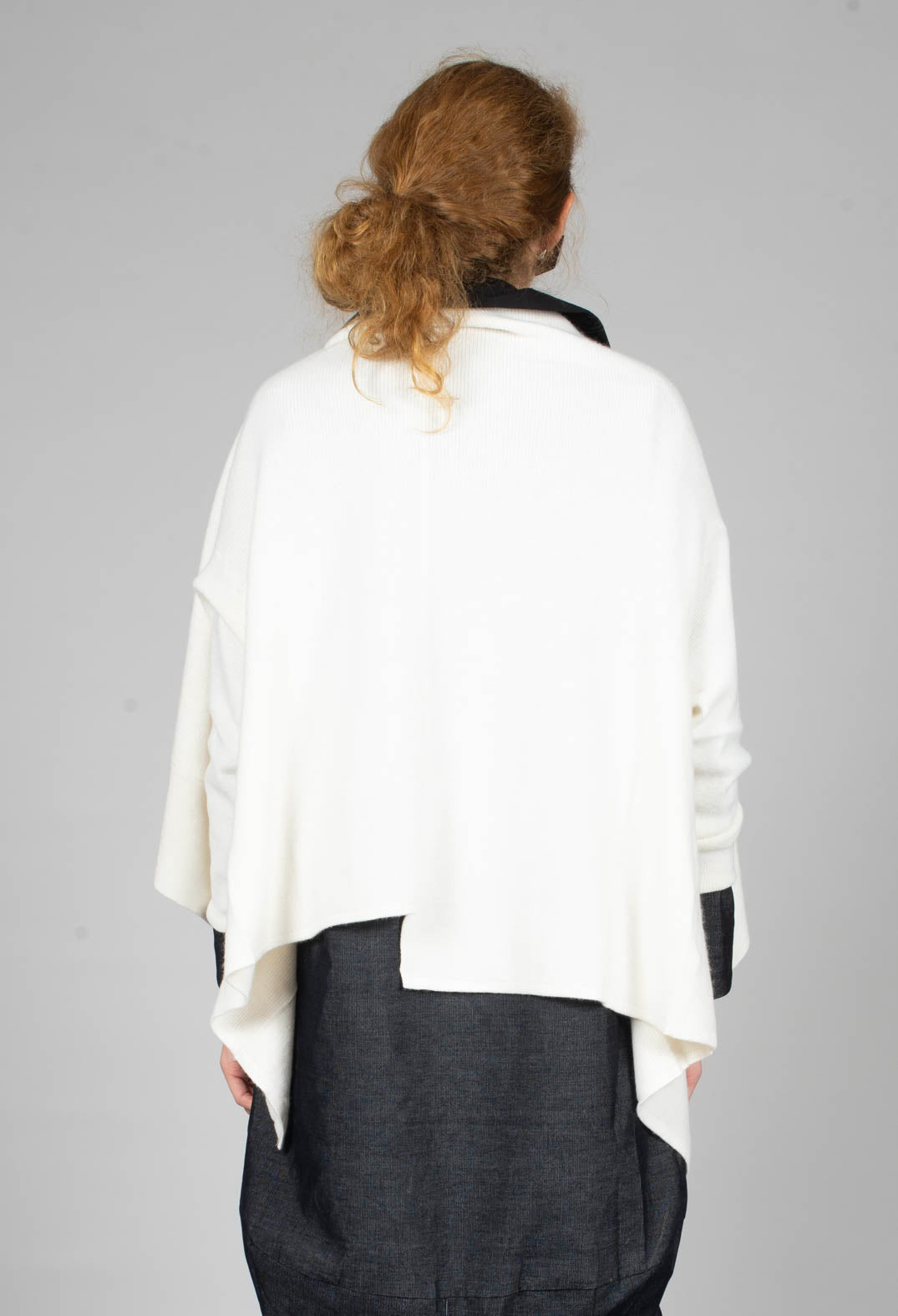Drop Shoulder Cardigan in White