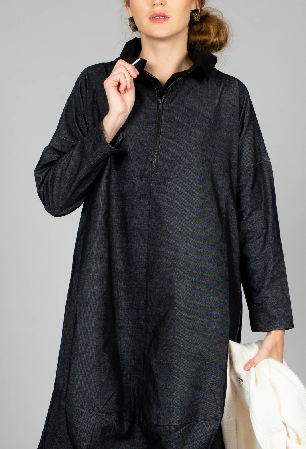 Quarter Zip Dress in Blue