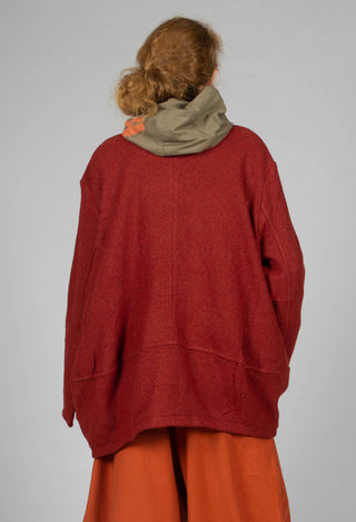 Relaxed Collarless Jacket in Red