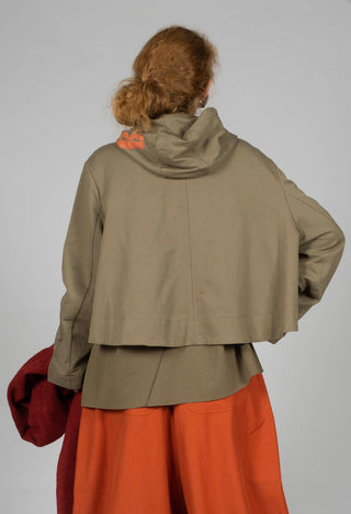 Cropped Zip Hooded Coat in Green