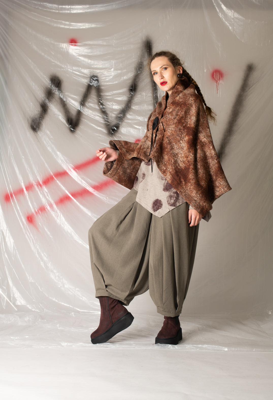Felted Cape in Brown