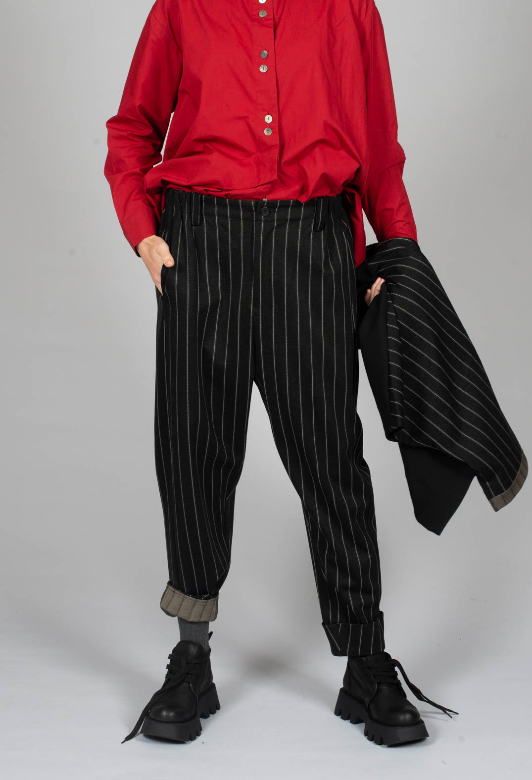 Pinstripe Trouser in Black